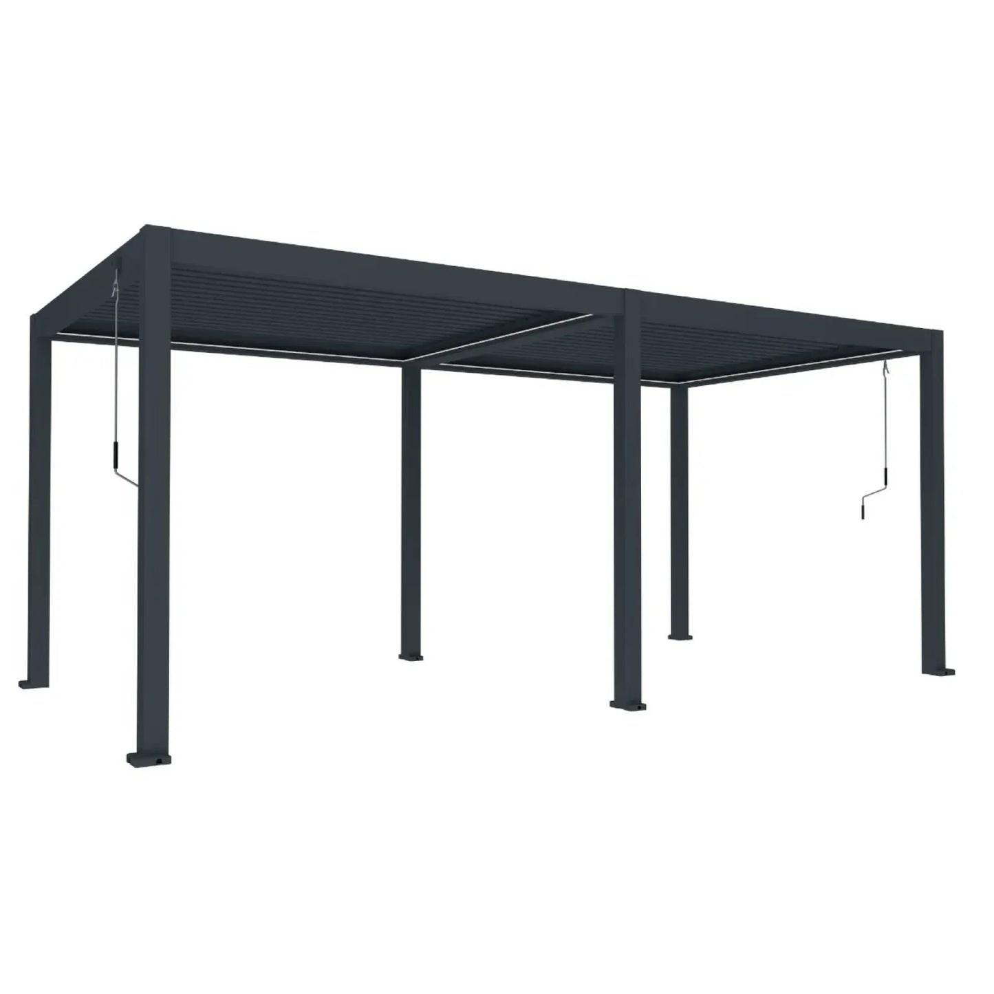 Pergola bioclimatica, iluminare LED, aluminiu, Naimeed D6797, 600x300x250cm, Gri antracit - 221.ro