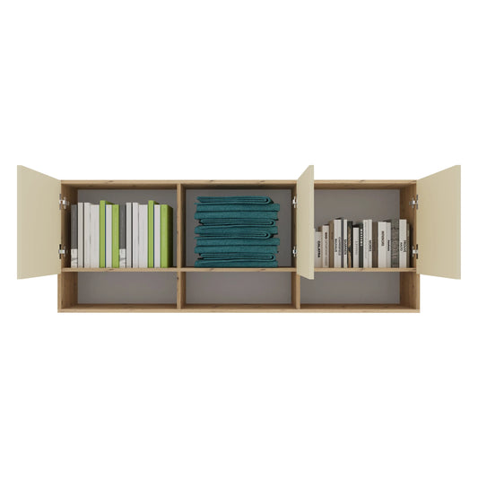 Dulap suspendat haaus Malmo, 3 Usi, Stejar Artisan/Argila, 164 x 27 x 60 cm