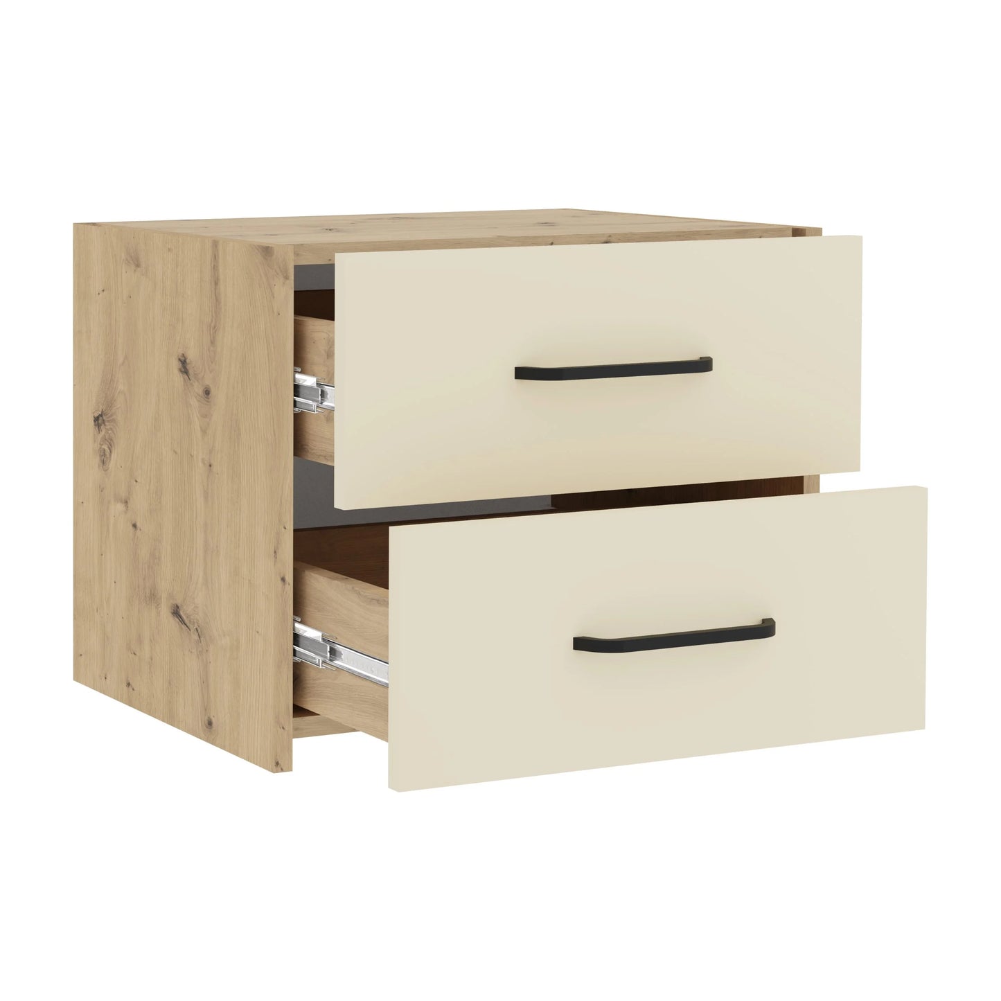 Set dormitor haaus Malmo V1, Pat 200 x 160 cm, saltea spuma inclusa, Stejar Artisan/Argila