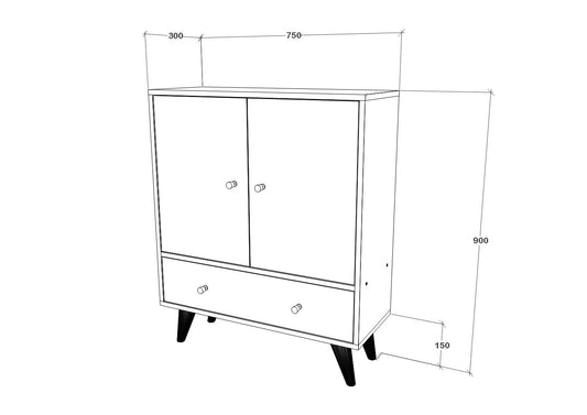 Comoda TV haaus Malta, 3 Usi, Stejar Artisan, 75 x 30 x 90 cm