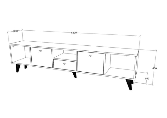 Comoda TV haaus Malta, 3 Usi, 3 Casete, Stejar Artisan, 180 x 30 x 45 cm