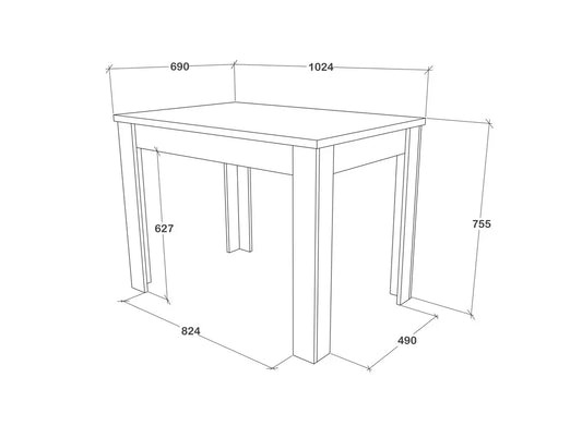 Masa bucatarie haaus Zeta, Stejar Artisan/Alb, 102 x 69 x 75 cm