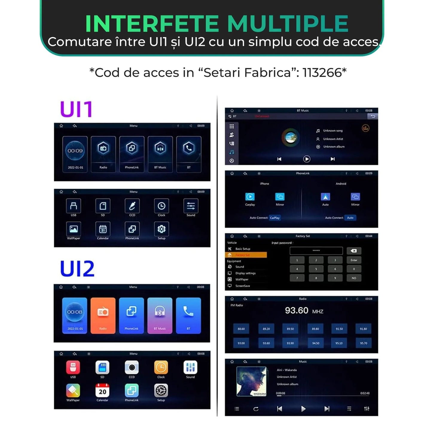 Navigatie Auto Timebox, Apple CarPlay, Android Auto, Wireless, USB 2, Aux