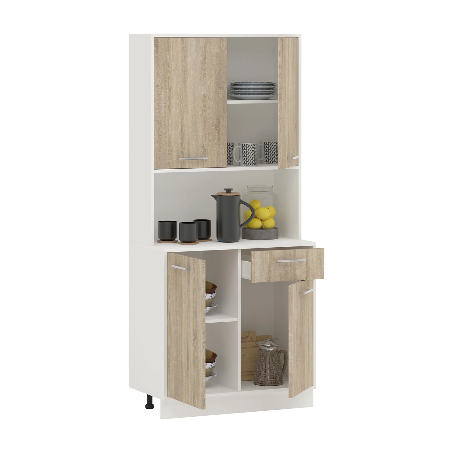 Bufet haaus Oma, Stejar Sonoma/Alb, L 84 cm