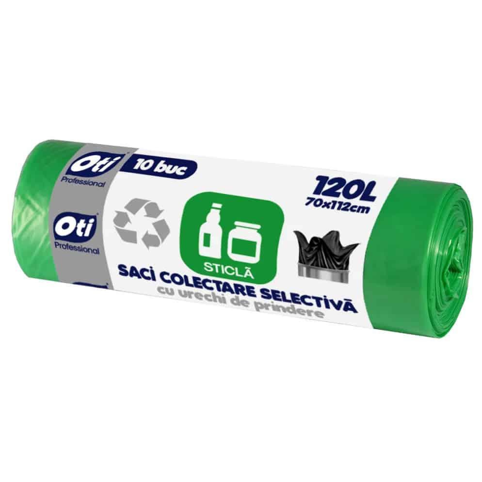 Saci menajeri pentru colectarea selectiva, sticla, 120l, 10buc verde OTI / OTI021327 - 221.ro