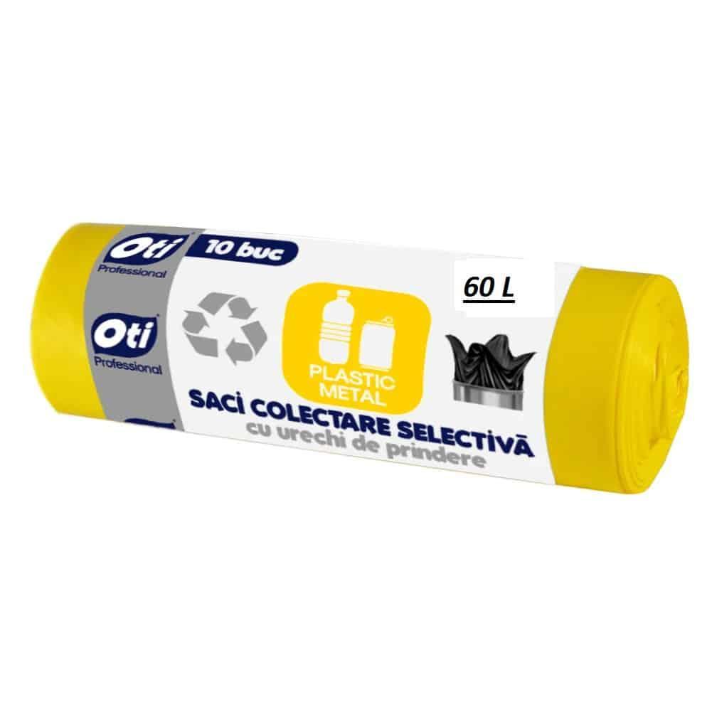 Saci menajeri pentru colectarea selectiva, plastic-metal, 60l, 20buc galben OTI / OTI021488 - 221.ro