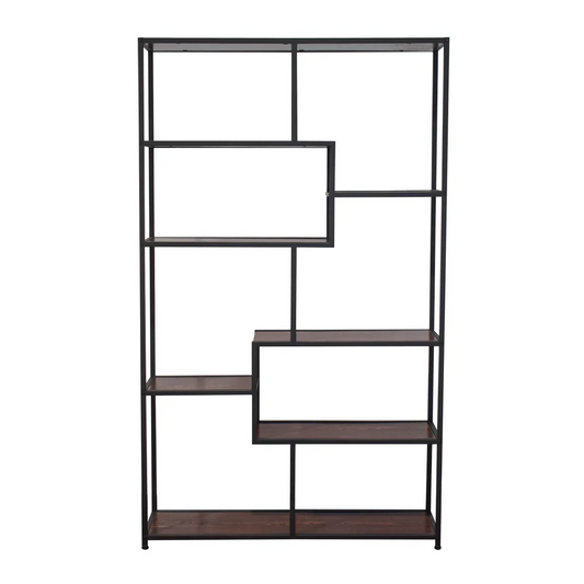 Biblioteca cu 7 polite, Naimeed P08-120, Negru/Stejar Thermo - 221.ro