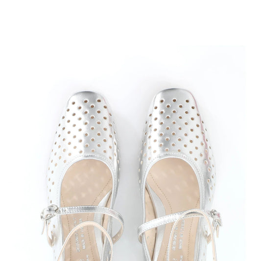 Ballerina Mary Jane Argent | Perforated Detail