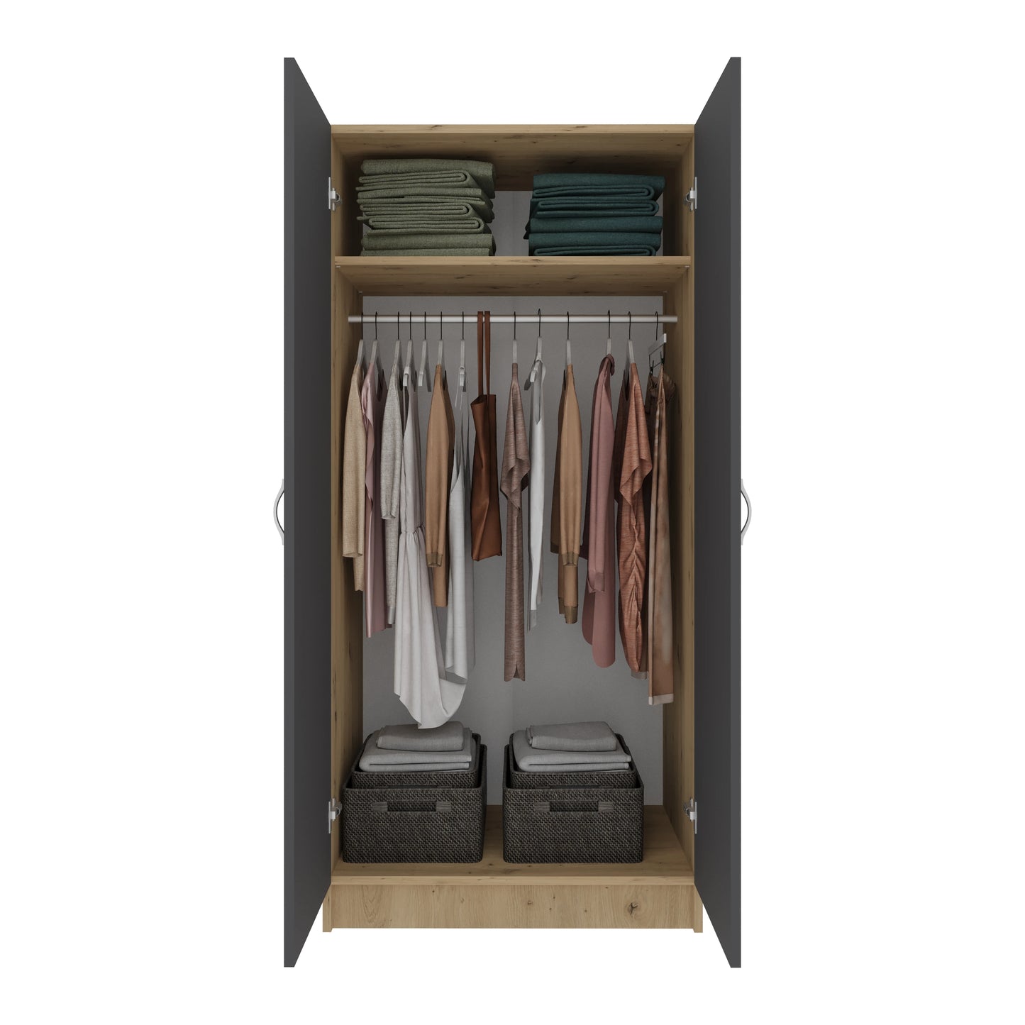 Dulap haaus Pedro, 2 Usi, Stejar Artisan/Antracit, 80 x 51 x 170 cm