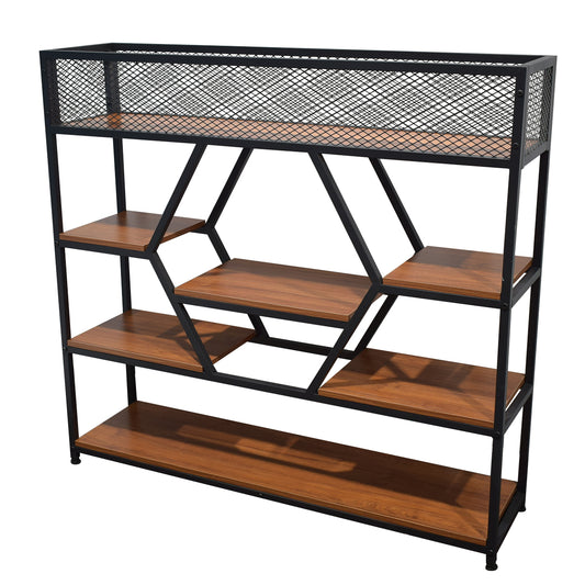 Biblioteca cu 7 polite, Naimeed PF-2, Negru/Cires Locarno - 221.ro