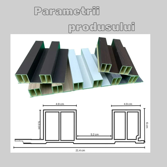 Panou decorativ riflaj WPC, montaj rapid, rezistenta ridicata, Naimeed D7516, 260x21.4x6cm, stejar natural - 221.ro