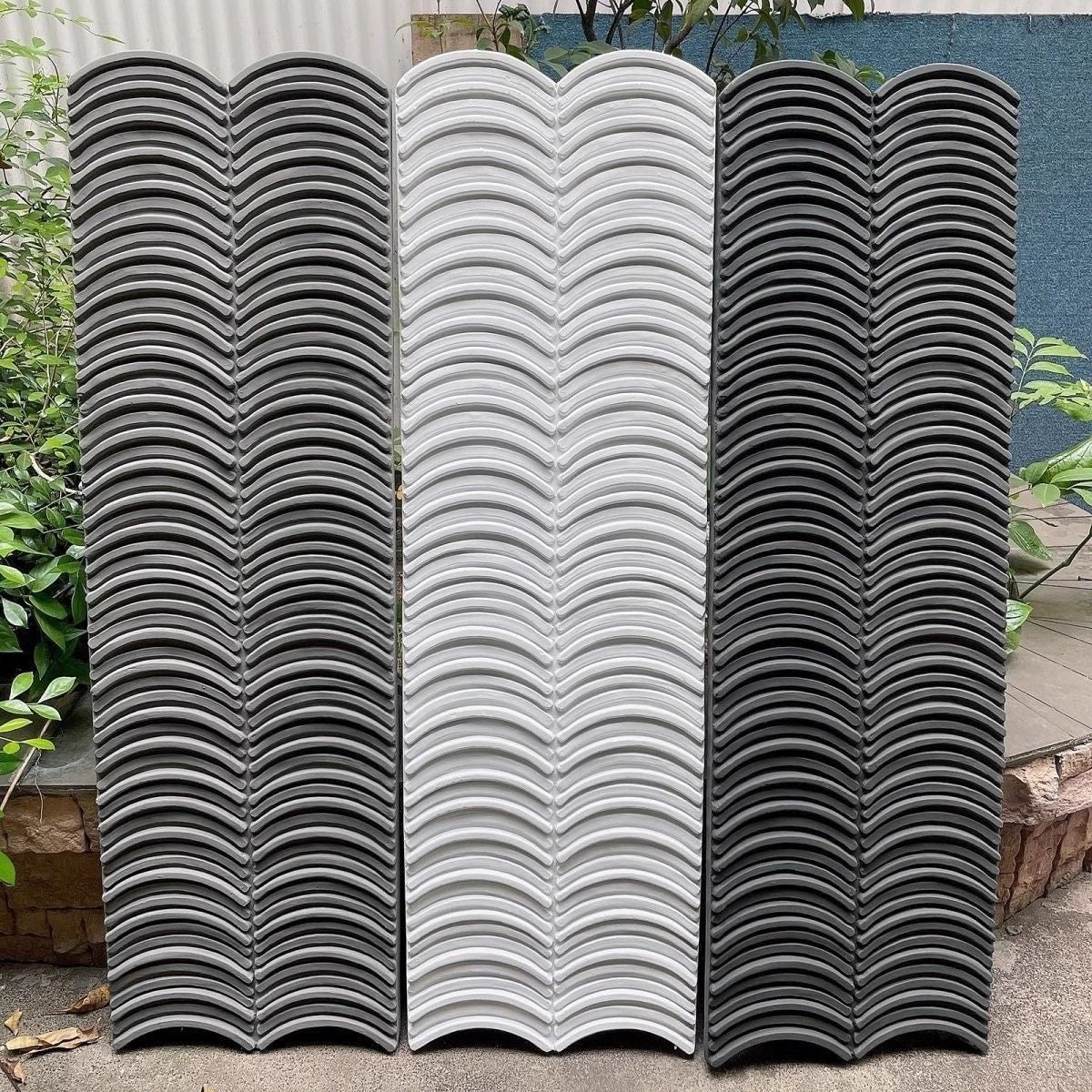 Panou decorativ 3D, efect piatră ondulata, ultraușor, Naimeed D7567, pentru interior și exterior, 123x37x3.5cm, Alb