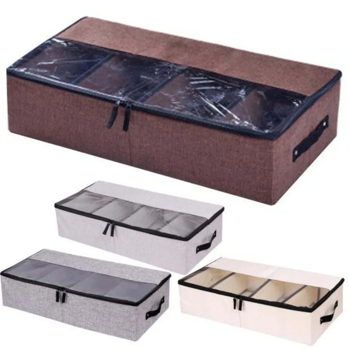Organizator depozitare multifunctional, cu Fereastră Vizibilă, Închidere cu Fermoar si compartimentare adjustabila, Naimeed D7689, 15x43x83cm, Gri deschis - 221.ro