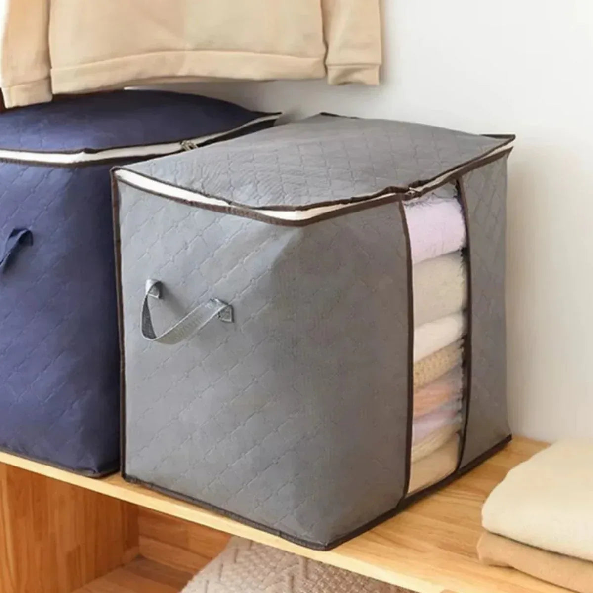 Organizator depozitare multifunctional, cu Fereastră Vizibilă, Închidere cu Fermoar, Naimeed D7692, 30x50x70cm, Gri - 221.ro