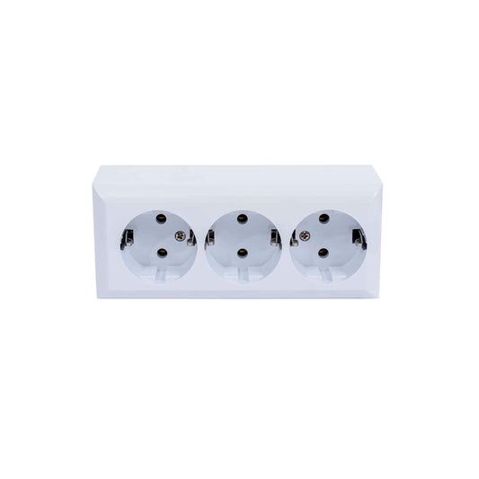 Priza tripla cu CP PT QUATRIC, 16A, 250V / QC-6-0312