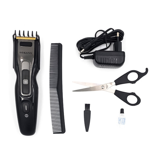 Masina de tuns, Sokany RCM-810, lame cu auto-ascutire, utilizare fara fir, contur, modelare si barbierit uscat, Negru