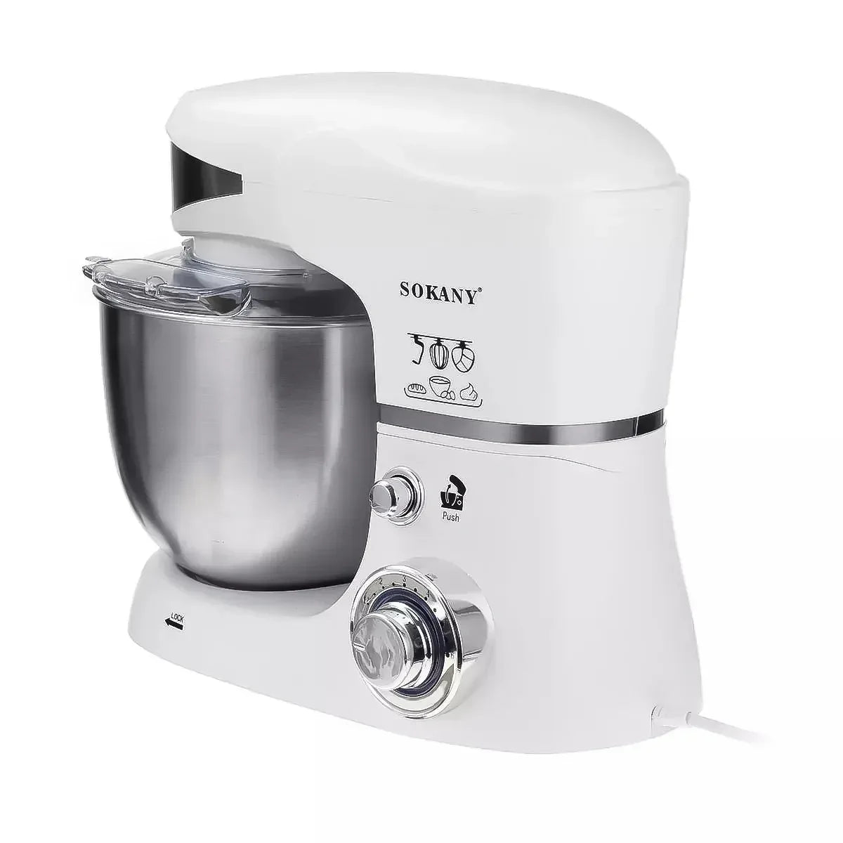 Robot de bucatarie Sokany SC-206, 1000W, bol inox 5L, 6 trepte de viteza, Alb - 221.ro