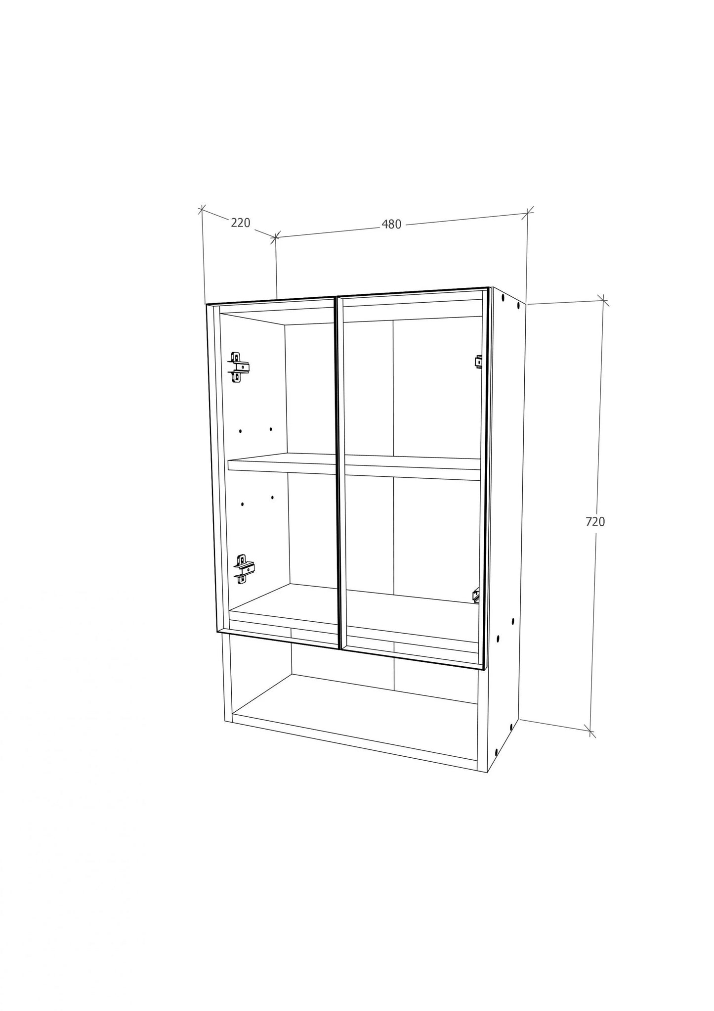 Corp Baie haaus Zed, Suspendat, 2 Usi, Alb lucios/Alb, MDF, L 48 x l 22 x H 72 cm