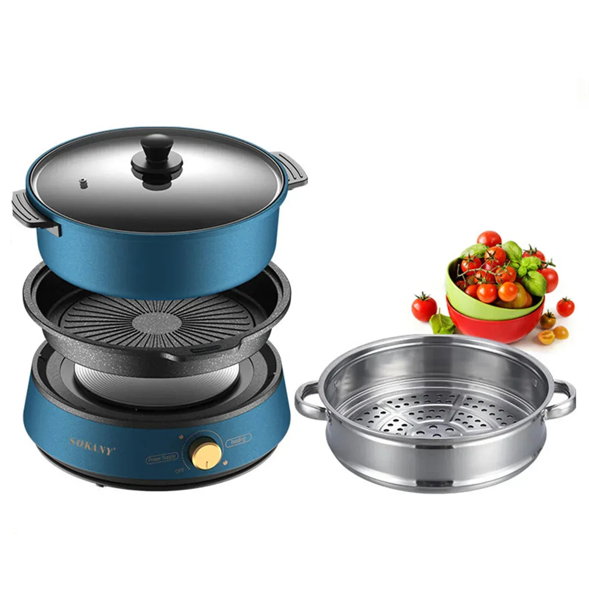 Multicooker 3 in 1 Sokany SK-2006, 1350W, 4L, Blue - 221.ro