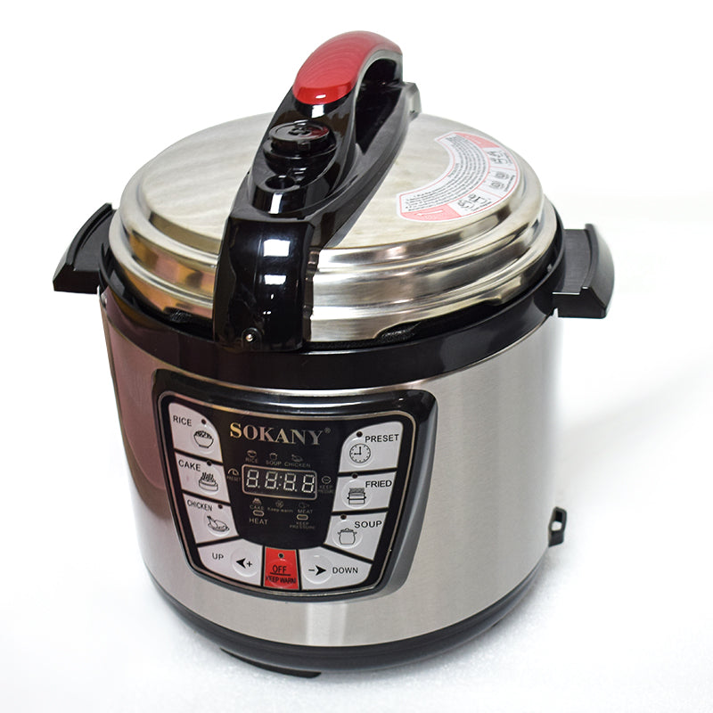 Oala sub presiune electrica, Sokany SK-2401, 1000W, 6L, functionalitate de multicooker, pastrare la cald, Inox