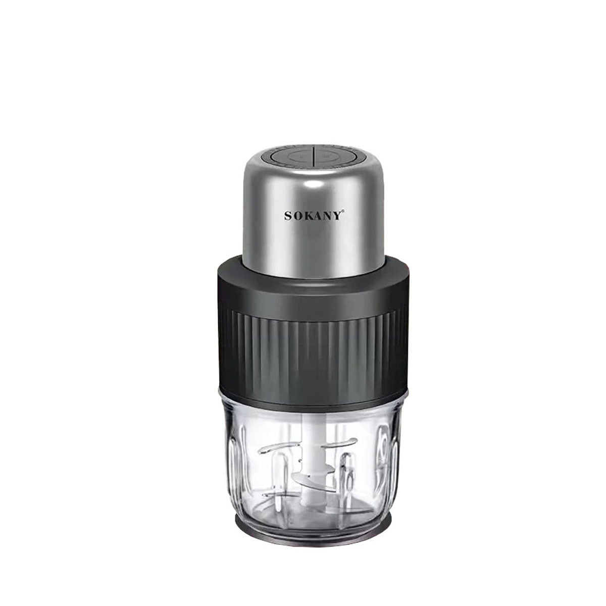 Tocator electric 2 in 1, Sokany SK-YM-7032, 4 lame din otel inoxidabil de inalta calitate, motor puternic 800 W, 3L, recipient din Sticla, Negru