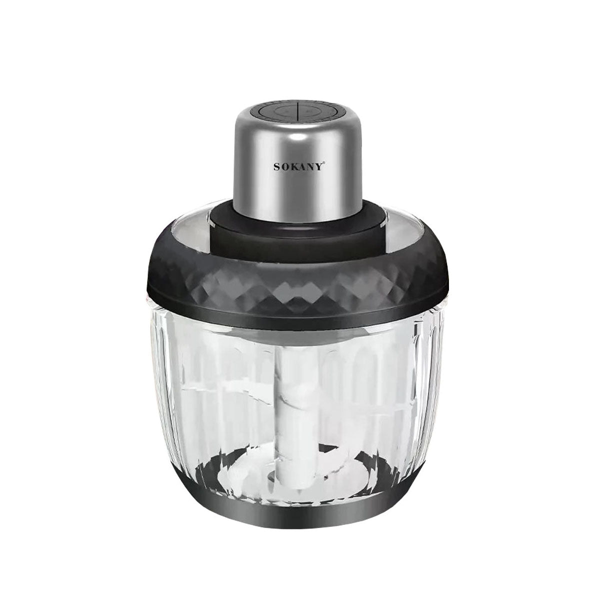 Tocator electric 2 in 1, Sokany SK-YM-7032, 4 lame din otel inoxidabil de inalta calitate, motor puternic 800 W, 3L, recipient din Sticla, Negru