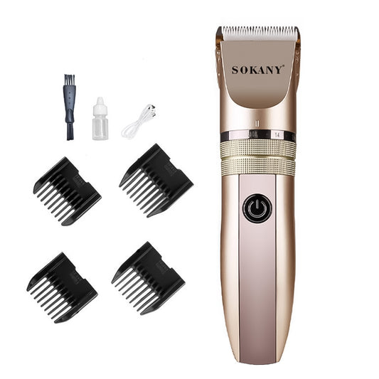 Masina de tuns, Sokany SK-743, lame cu auto-ascutire, utilizare fara fir, contur, modelare si barbierit uscat, Auriu