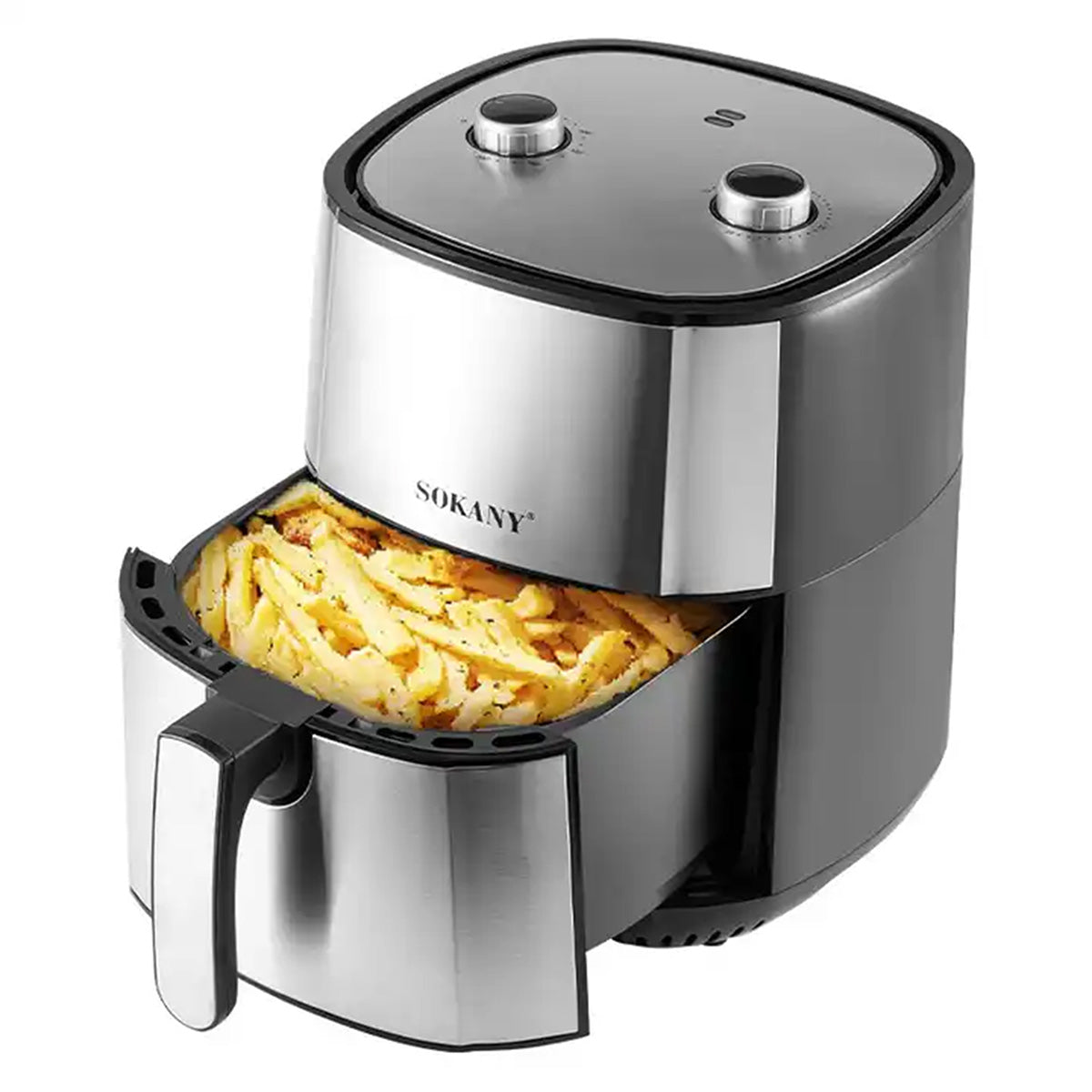 Friteuza fara ulei Sokany SK-8015, 1400W, 6L, Control Temperatura, Negru/Inox