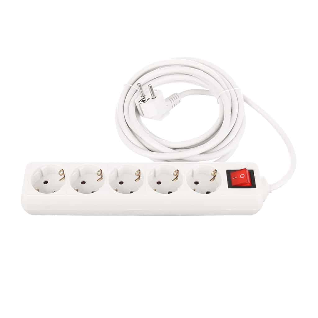 Prelungitor 5 prize, 3x1.5mm, lungime 5m, intrerupator si protectie pentru copii STROHM / SM-5PK-5M-WH-1.5MMP