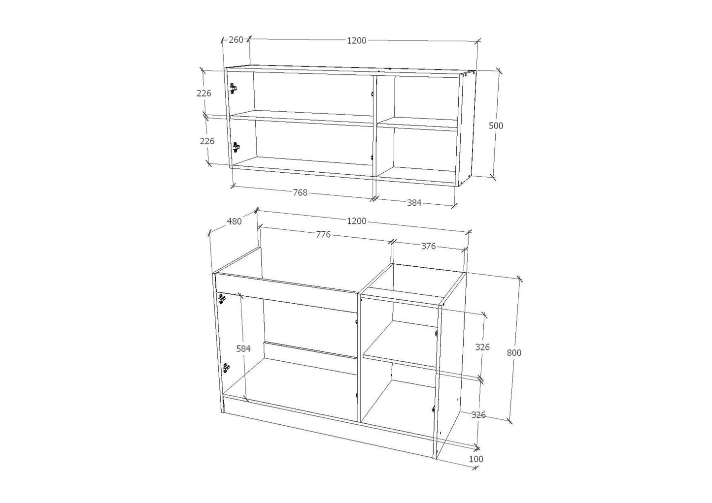 Set Bucatarie haaus Ara, Alb, L 120 cm