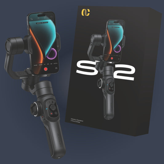 Gimbal Aochuan SMART S2, D6733, cu 3 axe, aplicatie dedicata, Content Creator Edition, Negru Mat