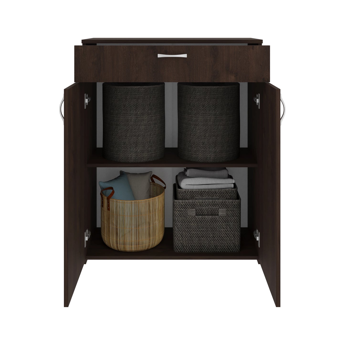 Comoda haaus Tisa, 1 Sertar, 2 Usi, Stejar Bronz, 80 x 35 x 100 cm