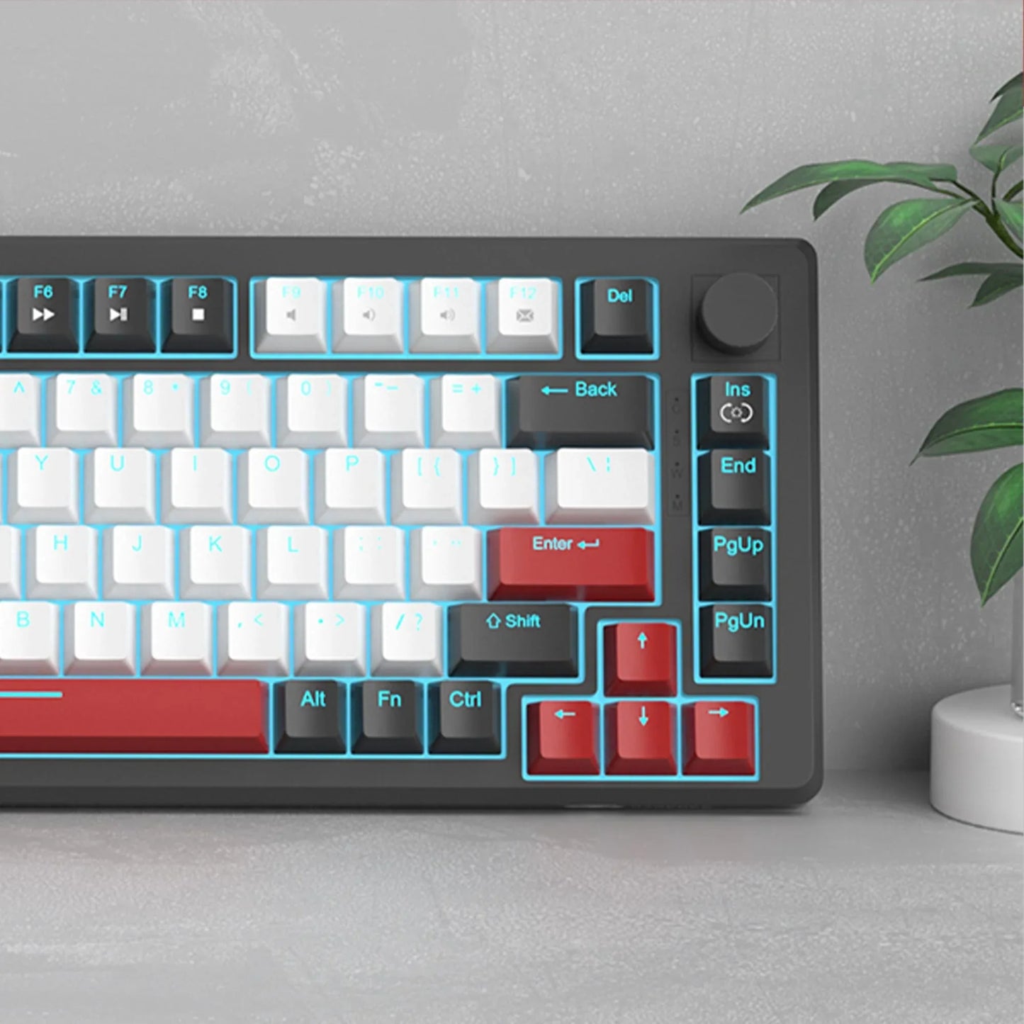 Tastatura Mecanica Gaming Timebox, 75%, Lumini LED, 83 taste, Control Rotativ Volum, cu cablu Type-C, Red Switch, Portabila, Negru - 221.ro