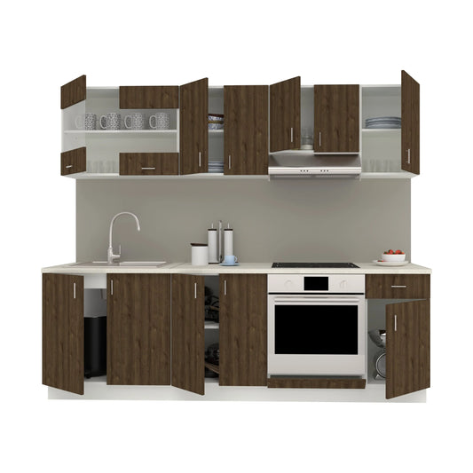 Set Bucatarie haaus Karo V15, Stejar Bronz/Alb, Blat Thermo 28 mm, L 240 cm