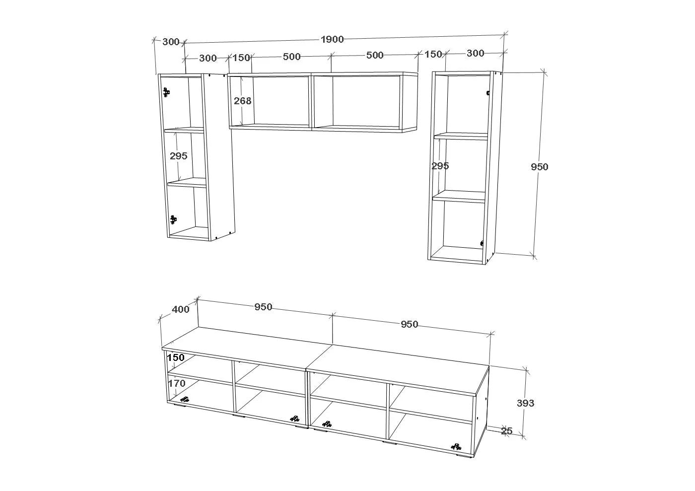 Living Kos haaus V16, Alb/Stejar Artisan, L 190 cm