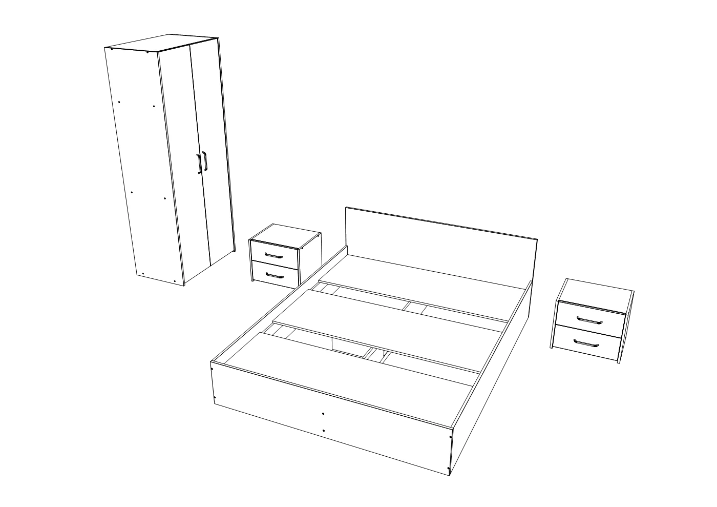 Set dormitor haaus Malmo V16, Pat 200 x 160 cm, Stejar Alb/Antracit