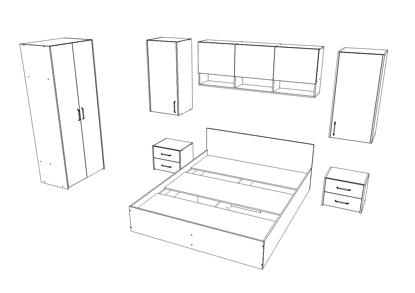 Set dormitor haaus Malmo V17, Pat 200 x 160 cm, Stejar Alb/Antracit