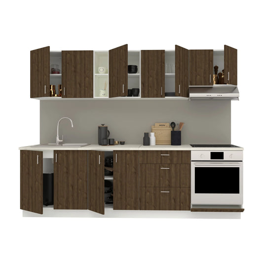 Set Bucatarie haaus Karo V18, Stejar Bronz/Alb, Blat Thermo 28 mm, L 260 cm