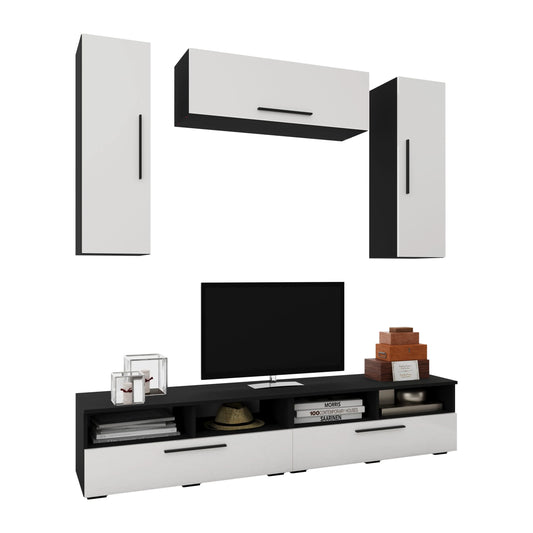 Living Kos haaus V18, Negru/Alb Lucios, MDF, L 190 cm