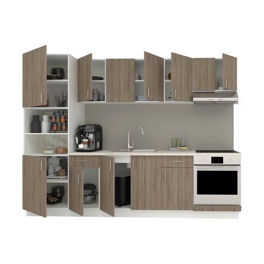 Set Bucatarie haaus Karo V24, Stejar Sonoma Inchis/Alb, Blat Thermo 28 mm, L 280 cm