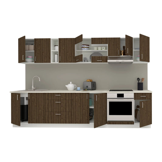Set Bucatarie haaus Karo V28, Stejar Bronz/Alb, Blat Thermo 28 mm, L 320 cm