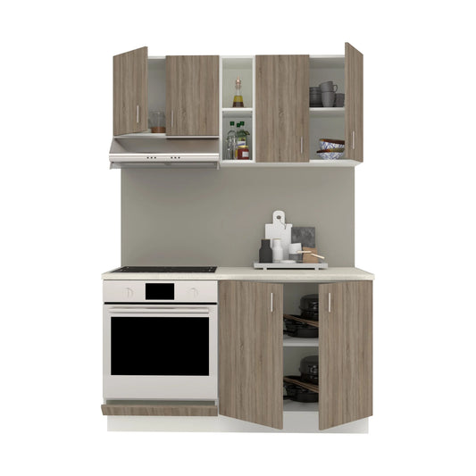 Set Bucatarie haaus Karo V4, Stejar Sonoma Inchis/Alb, Blat Thermo 28 mm, L 140 cm