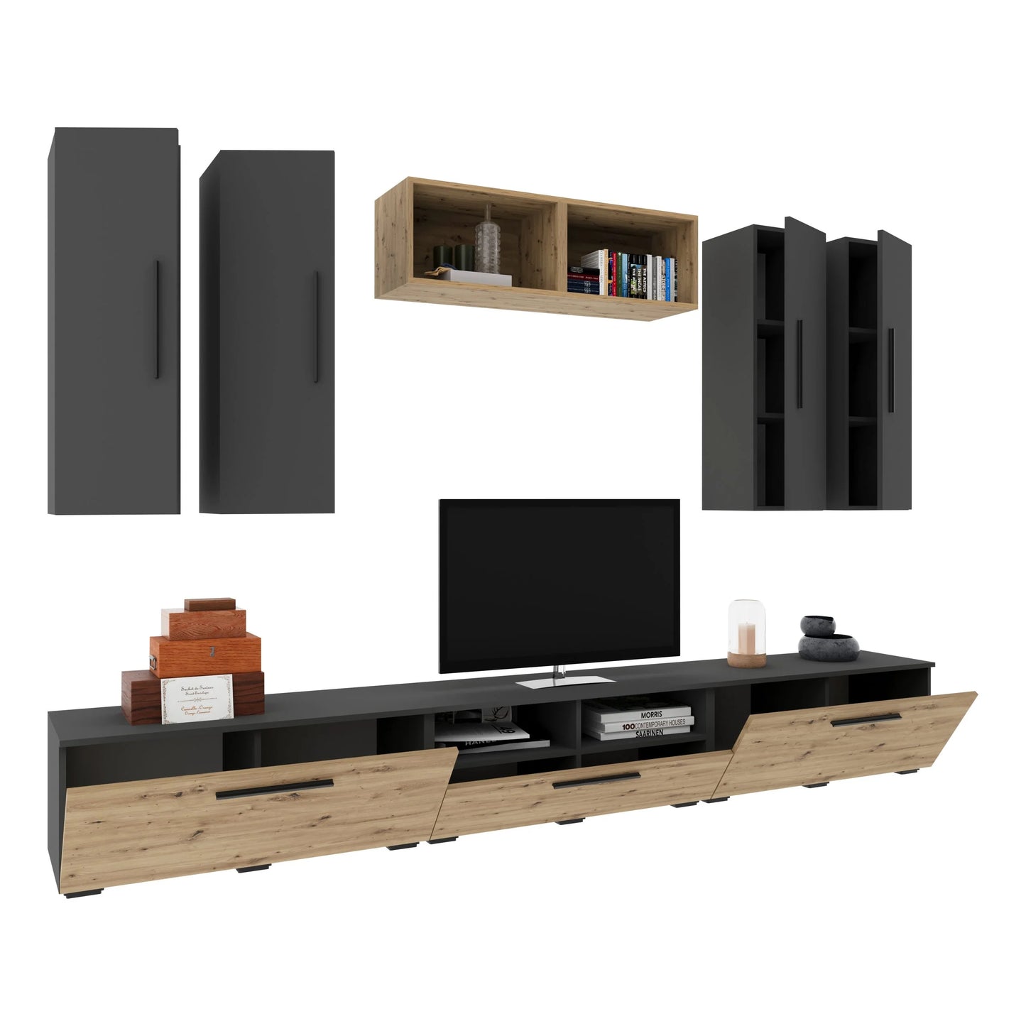 Living Kos haaus V4, Antracit/Stejar Artisan, L 285 cm