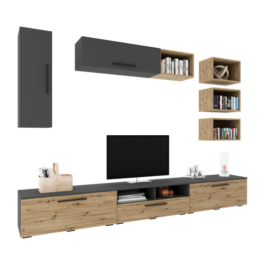 Living Kos haaus V5, Antracit/Stejar Artisan, L 285 cm