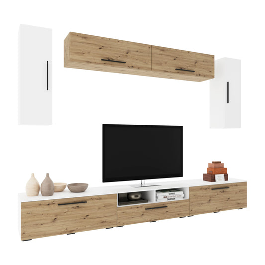 Living Kos haaus V6, Alb/Stejar Artisan, L 285 cm