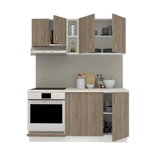 Set Bucatarie haaus Karo V7, Stejar Sonoma Inchis/Alb, Blat Thermo 28 mm, L 160 cm