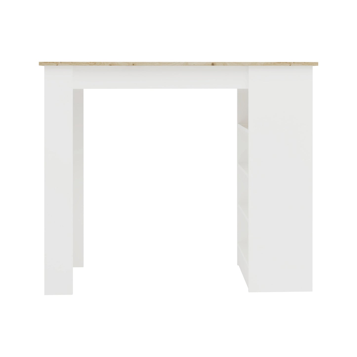 Masa Bar Vista, 4 rafturi, Alb/Stejar Artisan, 120 x 50 x 100 cm