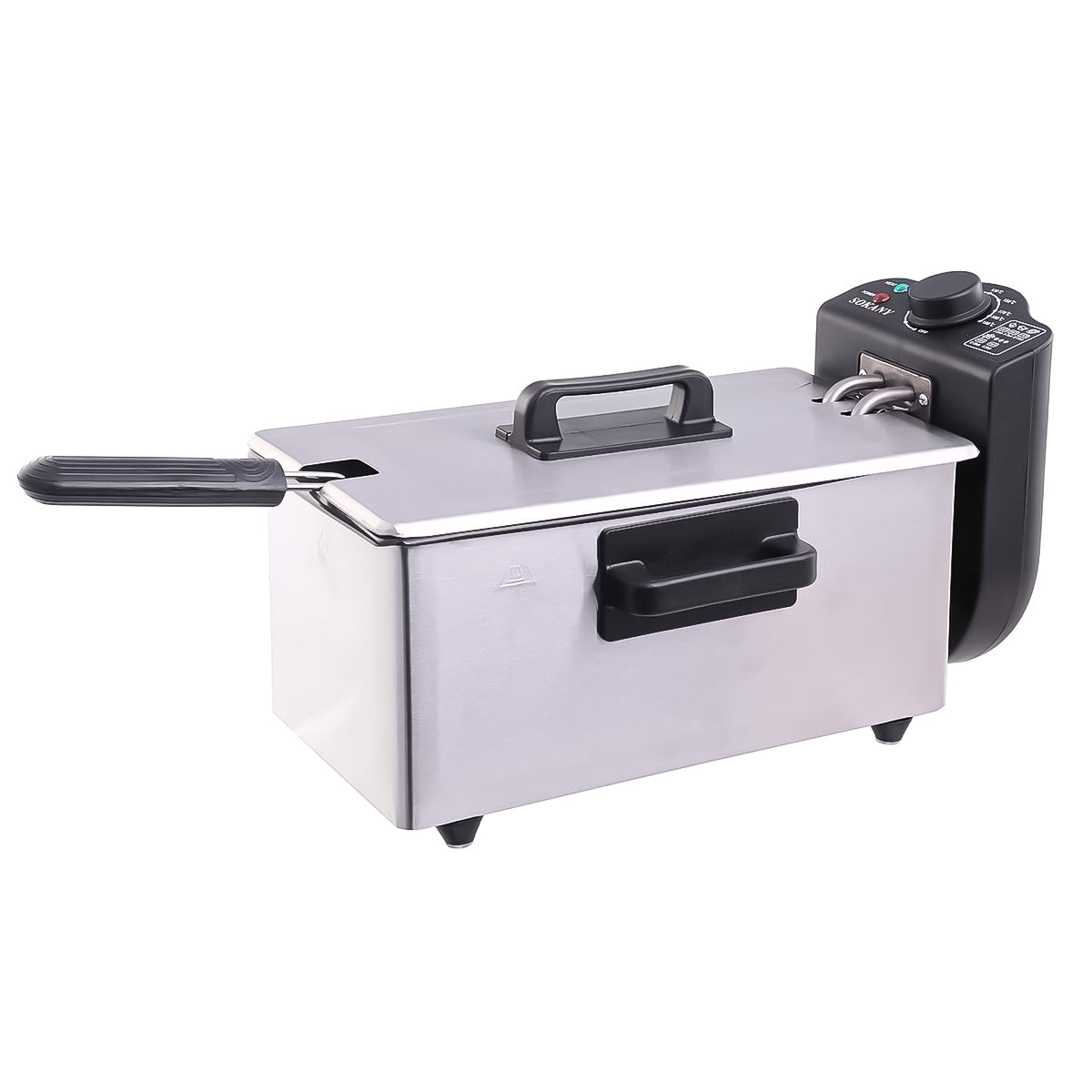 Friteuza Sokany WJ-800, 2000W, 3L, Termostat reglabil, Negru/Inox