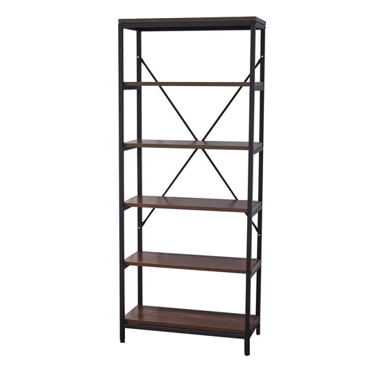 Biblioteca cu 5 polite, Naimeed XF6-80, Negru/Castan inchis