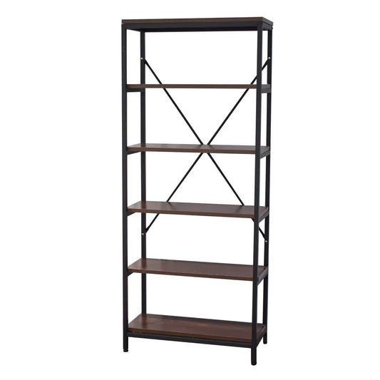 Biblioteca cu 5 polite, Naimeed XF6-80, Negru/Castan inchis - 221.ro